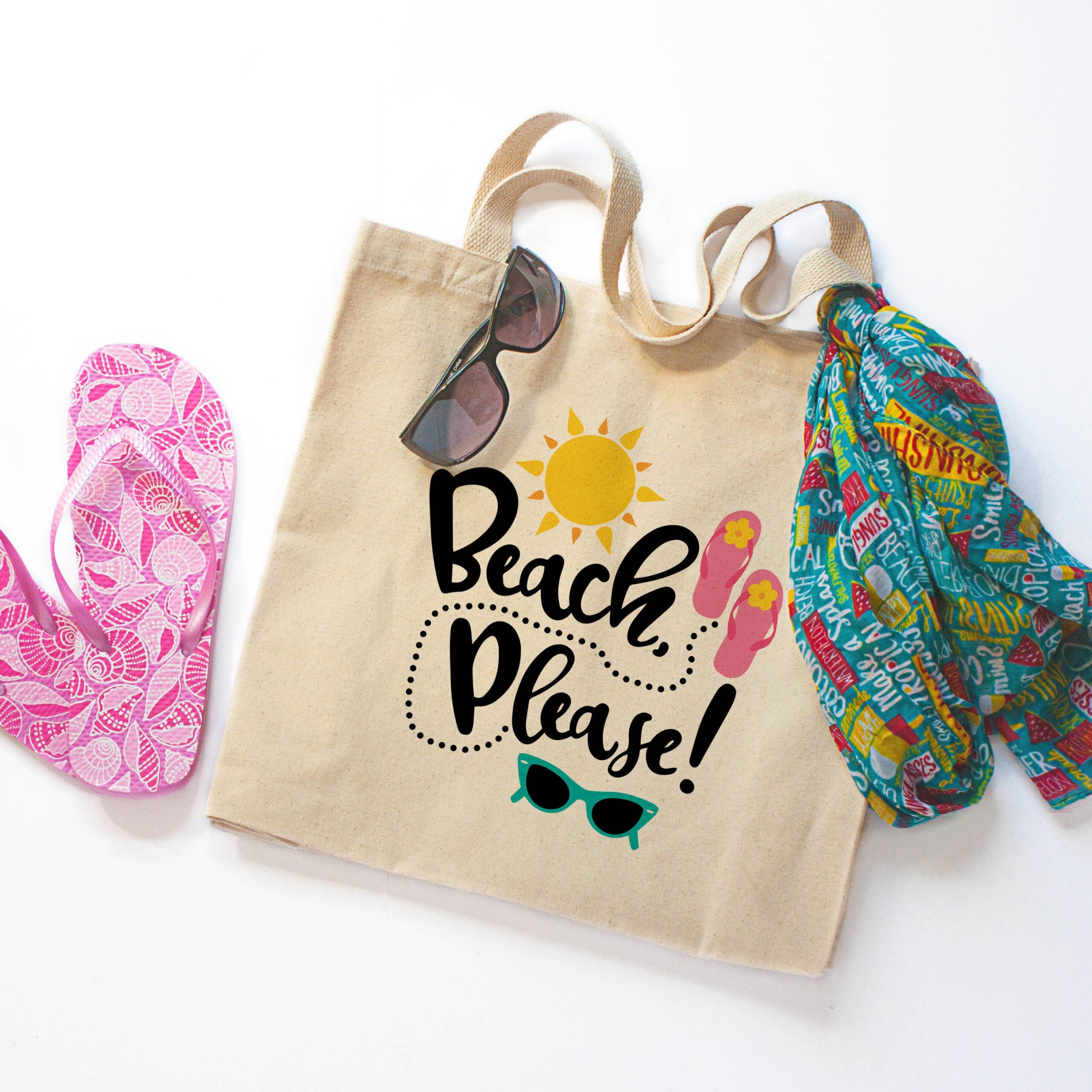 Beach Please Canvas Tote Bag